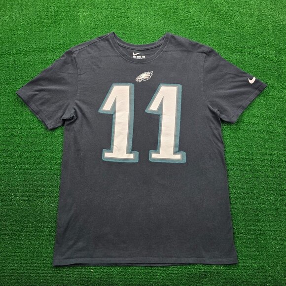 Philadelphia Eagles Tshirt Mens Large Black‎ Nike #11 Carson Wentz NFL Football - Picture 1 of 8